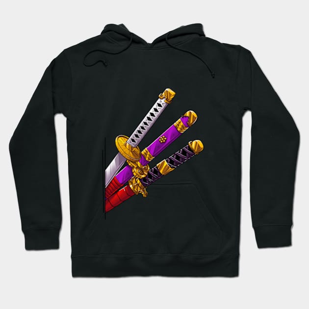 Three katana style Hoodie by Meca-artwork